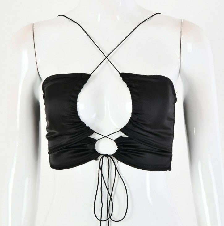 Chic Bandage Female Halter Club Tube Top Street Chest Hollow Pure Vest